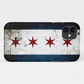 Black Grunge Chicago Flag Case-Mate iPhone Case (Achterkant (horizontaal))