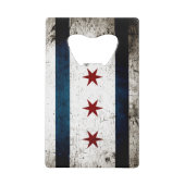 Black Grunge Chicago Flag Creditkaart Flessenopener (Voorkant)