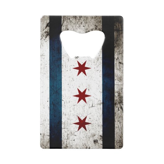 Black Grunge Chicago Flag Creditkaart Flessenopener (Achterkant)