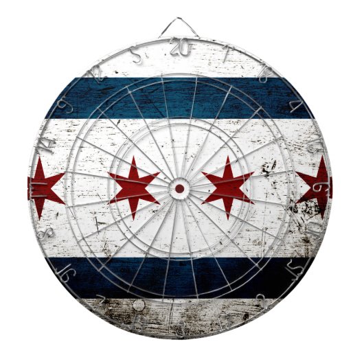 Black Grunge Chicago Flag Dartbord (Voorkant)