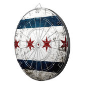 Black Grunge Chicago Flag Dartbord (Voorkant Rechts)