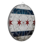 Black Grunge Chicago Flag Dartbord (Voorkant Links)