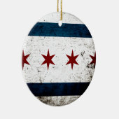 Black Grunge Chicago Flag Keramisch Ornament (Rechts)