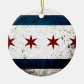 Black Grunge Chicago Flag Keramisch Ornament (Voorkant)