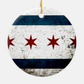 Black Grunge Chicago Flag Keramisch Ornament (Achterkant)