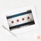 Black Grunge Chicago Flag Rechthoekige Sticker (Envelop)