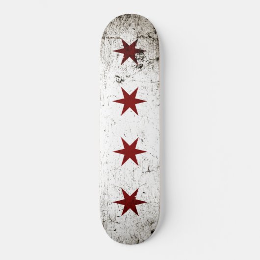 Black Grunge Chicago Flag Skateboard (Voorkant)