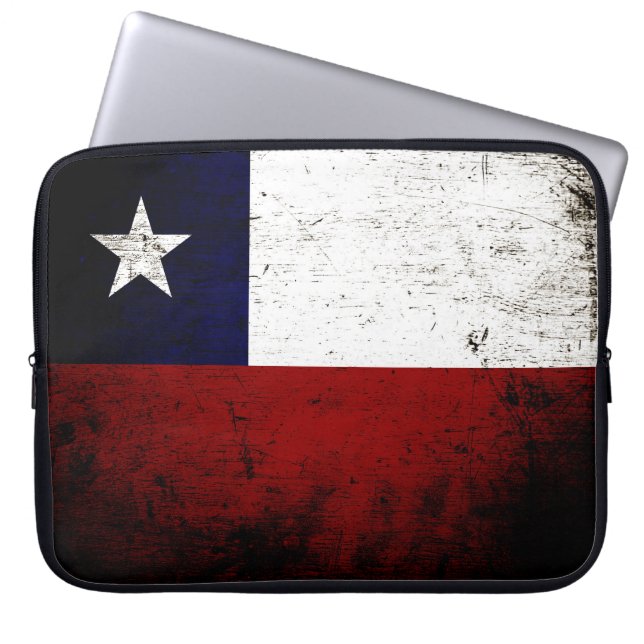 Black Grunge Chili vlag Laptop Sleeve (Voorkant)