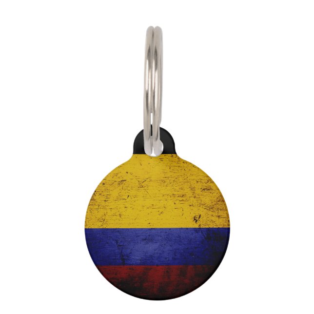Black Grunge Colombia Flag Huisdierpenning (Voorkant)