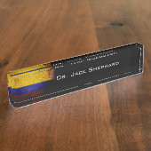 Black Grunge Colombia Flag Naambordje (Zijkant)