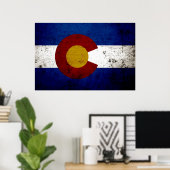 Black Grunge Colorado State Flag Poster (Thuiskantoor)