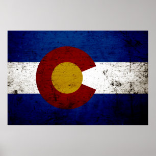 Black Grunge Colorado State Flag Poster