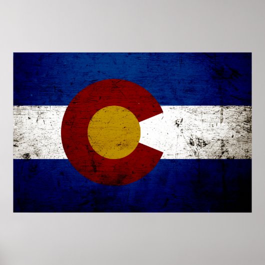 Black Grunge Colorado State Flag Poster (Voorkant)
