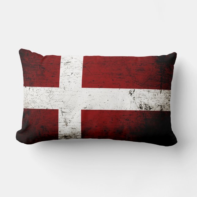 Black Grunge Denmark Flag Kussen (Voorkant)