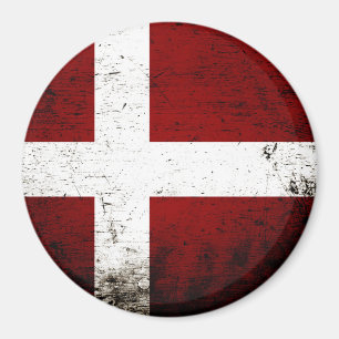 Black Grunge Denmark Flag Magneet