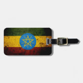 Black Grunge Ethiopia Flag Bagagelabel (Voorkant horizontaal)
