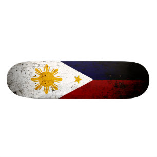 Black Grunge Filippijnse vlag Skateboard