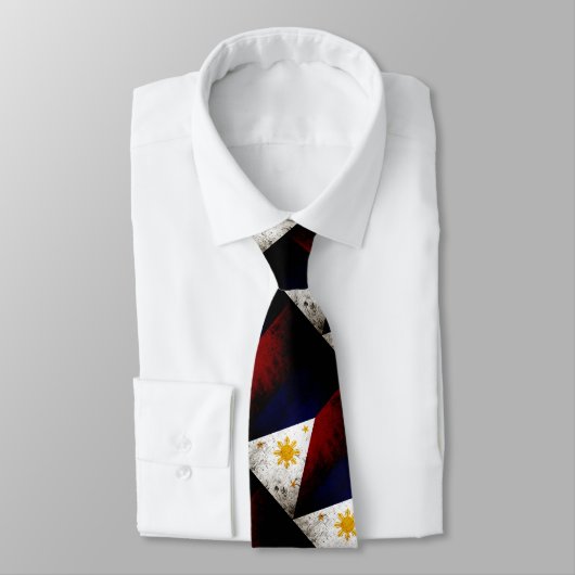 Black Grunge Filippijnse vlag Stropdas (Gebonden)