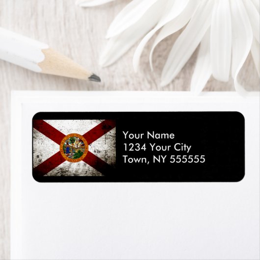 Black Grunge Florida State Flag Etiket (Insitu)