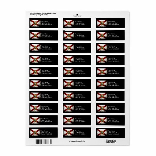 Black Grunge Florida State Flag Etiket (Full Sheet)