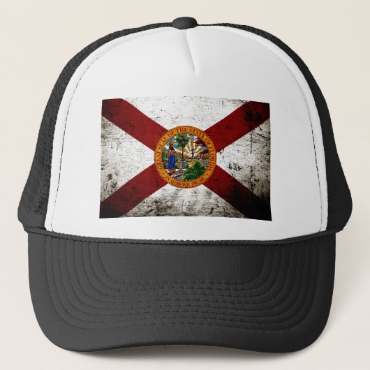 Black Grunge Florida State Flag Trucker Pet (Voorkant)
