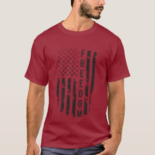 Black Grunge Freedom U.S. Flag T-Shirt