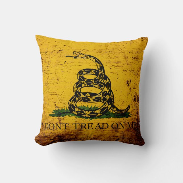 Black Grunge Gadsden Flag Kussen (Voorkant)