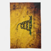 Black Grunge Gadsden Flag Theedoek (Verticaal)