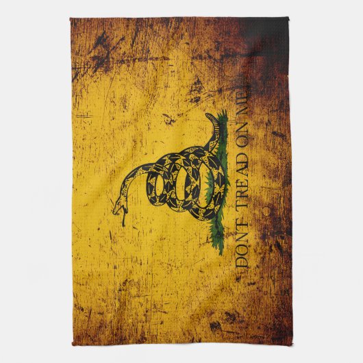 Black Grunge Gadsden Flag Theedoek (Verticaal)