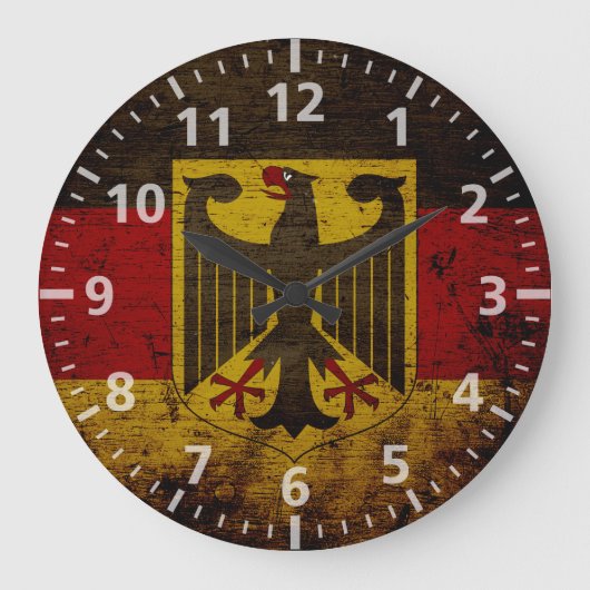 Black Grunge Germany Flag Grote Klok (Voorkant)