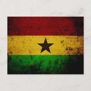 Black Grunge Ghana Flag Briefkaart