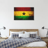 Black Grunge Ghana Flag Canvas Afdruk (Insitu (Slaapkamer))