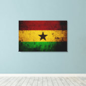 Black Grunge Ghana Flag Canvas Afdruk (Insitu (Houten vloer))