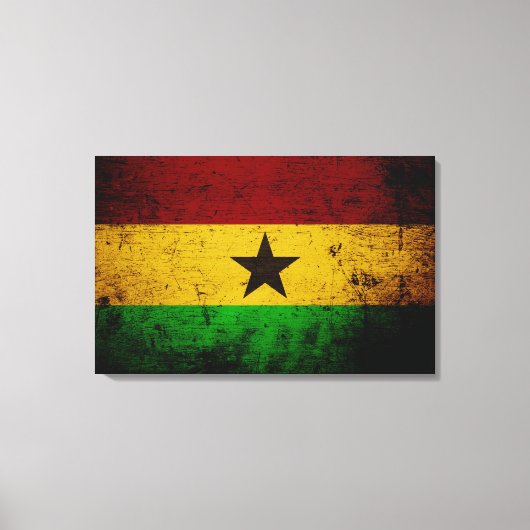 Black Grunge Ghana Flag Canvas Afdruk (Voorkant)