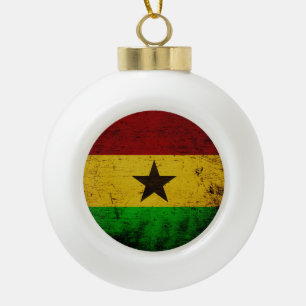 Black Grunge Ghana Flag Keramische Bal Ornament