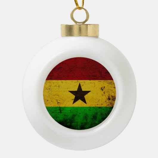 Black Grunge Ghana Flag Keramische Bal Ornament (Voorkant)