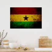 Black Grunge Ghana Flag Poster (Keuken)