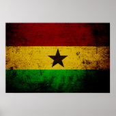 Black Grunge Ghana Flag Poster (Voorkant)