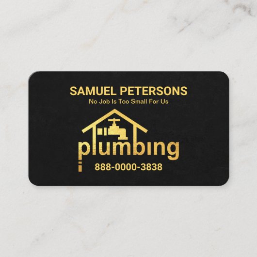 Black Grunge Gold Plumbing Home Visitekaartje (Voorkant)