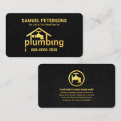 Black Grunge Gold Plumbing Home Visitekaartje (Voorkant / Achterkant)