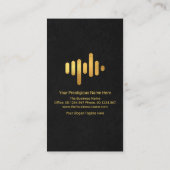 Black Grunge Gold Sound Wave Audio Engineer Visitekaartje (Achterkant)