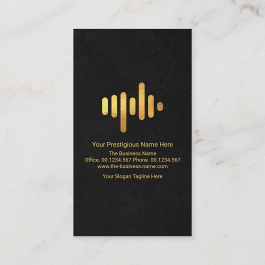 Black Grunge Gold Sound Wave Audio Engineer Visitekaartje (Achterkant)