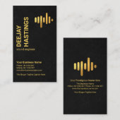 Black Grunge Gold Sound Wave Audio Engineer Visitekaartje (Voorkant / Achterkant)