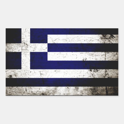 Black Grunge Greece Flag Rechthoekige Sticker (Voorkant)
