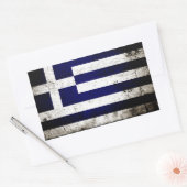 Black Grunge Greece Flag Rechthoekige Sticker (Envelop)