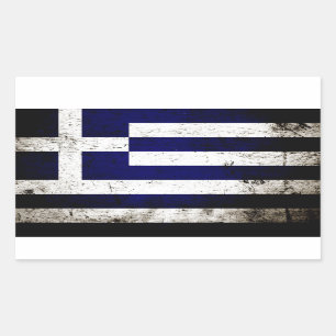 Black Grunge Greece Flag Rechthoekige Sticker
