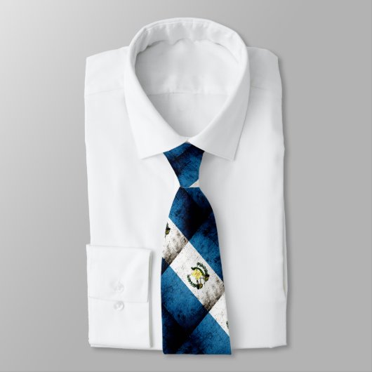 Black Grunge Guatemala Flag Stropdas (Gebonden)