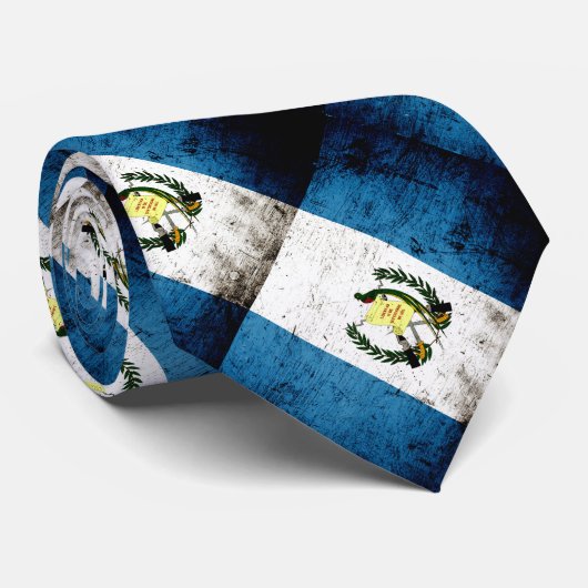 Black Grunge Guatemala Flag Stropdas (Opgerold)