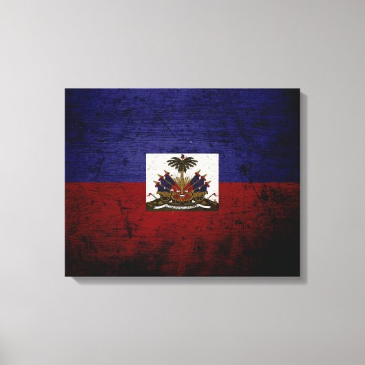 Black Grunge Haiti Flag Canvas Afdruk (Voorkant)