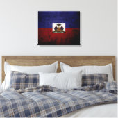 Black Grunge Haiti Flag Canvas Afdruk (Insitu (Slaapkamer))